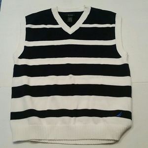 Nautica kids blue and white striped sweater vest